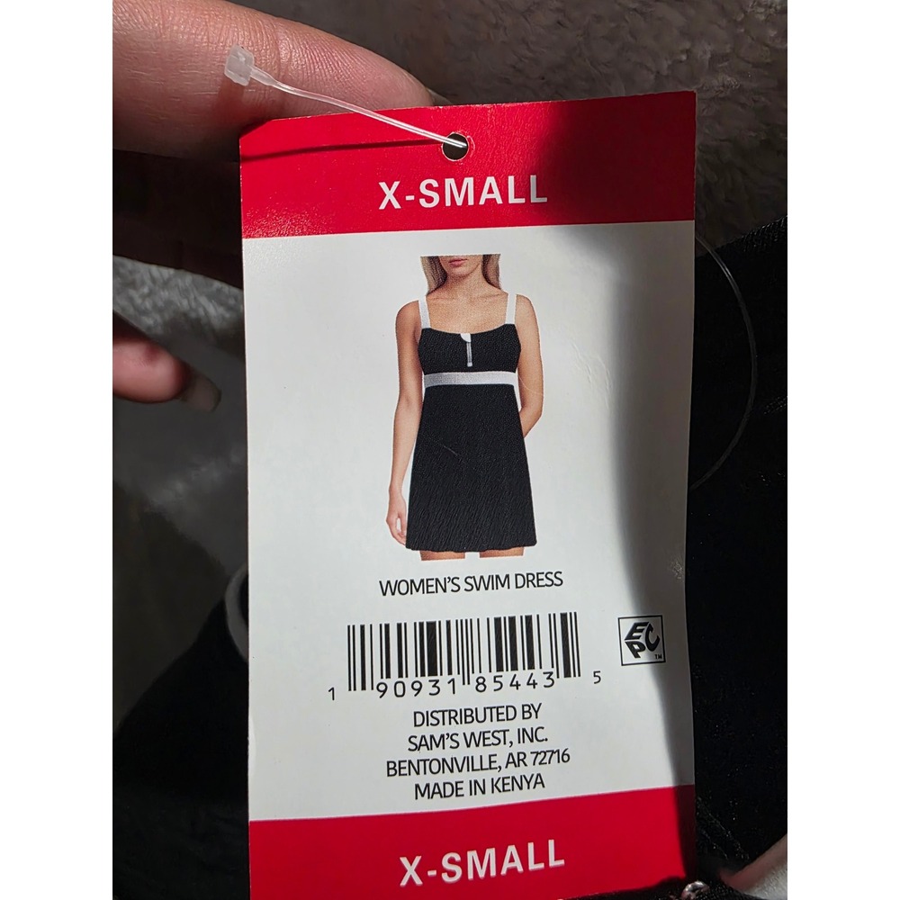 Lands End Womens Swim Dress Black White Colorblock Zipper Front XS 2-4 NEW - Picture 4 of 6